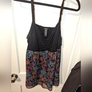 Torrid Flowy Tank Top w/ floral skulls